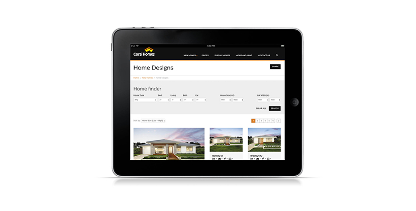 Coral homes iPad mockup