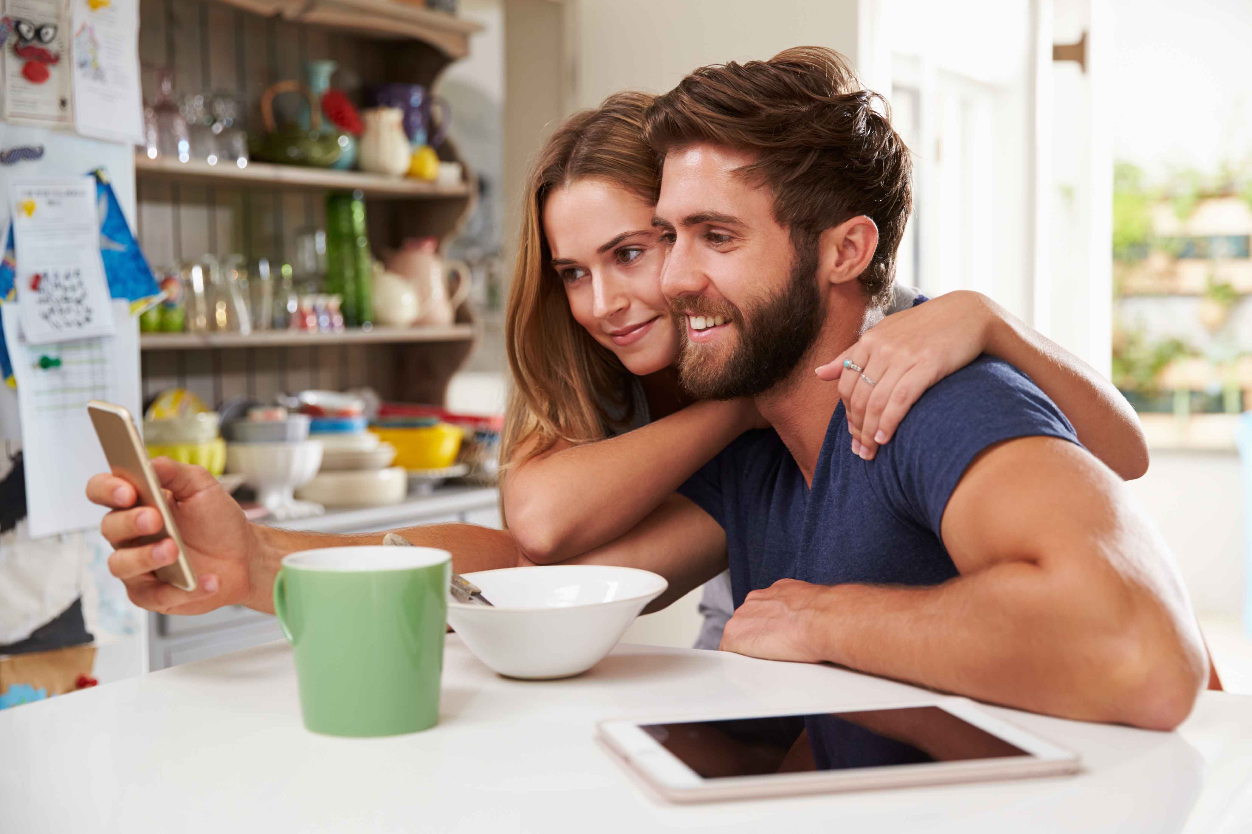 Couple looking at phone