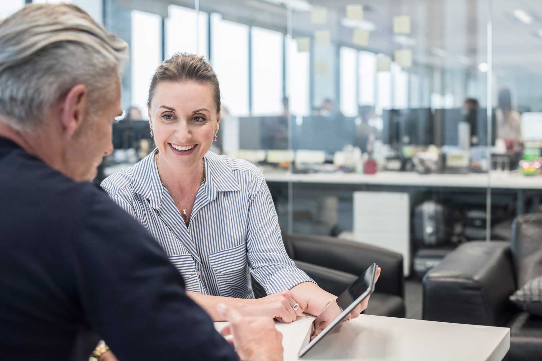 2 people in a meeting